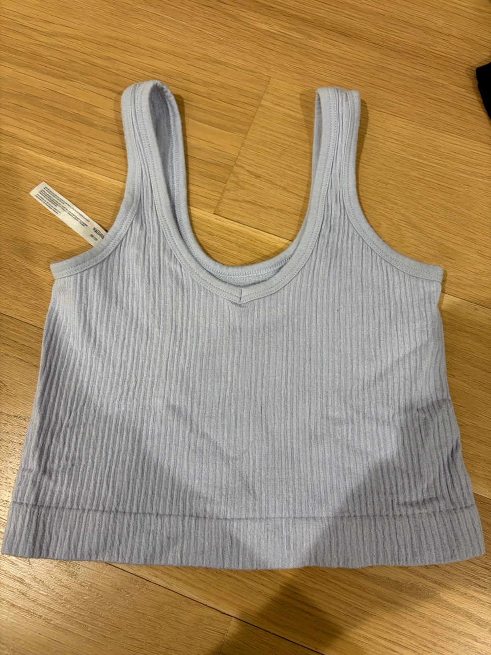 Out From Under Pale Blue Ribbed Scoop Tank